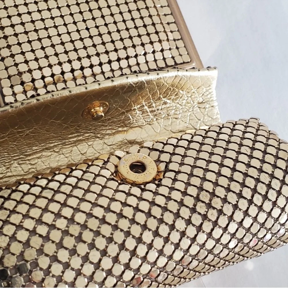 Whiting & Davis Gold Mesh compact mirror and lipstick case